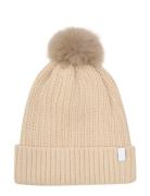 Minymo Hat W. Detachable Fake Fur Beige
