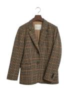 GANT Reg Wool Houndstooth Blazer Brun
