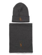 Polo Ralph Lauren Rib-Knit Cotton Beanie & Scarf Gift Set Grå