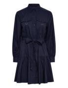 Lauren Ralph Lauren Buckle-Trim Cotton-Blend Shirtdress Marinblå