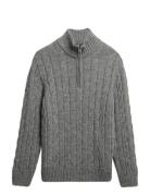 Superdry Jacob Cable Knit Half Zip Grå