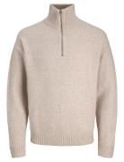 Jack & J S Jjesoho Ollie Knit Half Zip Sn Kräm