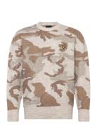 Lyle & Scott Brushed Camouflage Crew Neck Jumper Beige