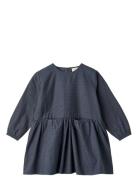 Copenhagen Colors Checkered Dress W. Backside Bow Marinblå