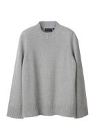 Lexington Clothing Cashmere Blend Shoulder Padded Knitted Sweater Grå