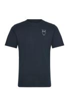 Knowledge Cotton Apparel Alder Owl Chest Print Tee - Gots/Ve Marinblå