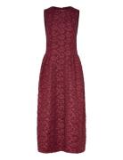 ROTATE Birger Christensen Jacquard Midi Dress Burgundy