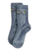 Mini Rodini Cat Face Fluffy Sock Grå