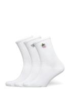 Monki 3-Pack Embroidered Crew Socks Vit
