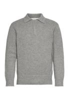 Selected Slhcody Ls Knit Relaxed Half Zip Polo Grå