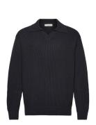 Selected Slhdry Ls Knit Relaxed Open Polo Marinblå