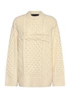ROTATE Birger Christensen Knit Cable Crewneck Kräm