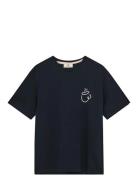 Anerkjendt Akvillads Espresso Print S/S Tee Marinblå