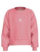 Calvin Klein Ck Logo Cn Fleece Sweatshirt Rosa