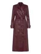 Bardot Vegan Leather Longline Coat Burgundy