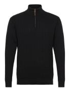 Lindbergh 1/2 Zip Cable Knit Svart
