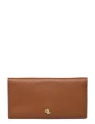 Lauren Ralph Lauren Crosshatch Leather Slim Wallet Brun