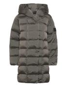 Calvin Klein Shine Wrap Mid Puffer Grå