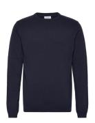 Lindbergh O Neck Recycled Yarn Knit Marinblå