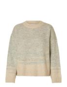 Selected Slfalva Ls Knit Structure O-Neck Beige