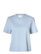 Selected Slfessential Ss Boxy Tee Noos Blå