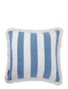 Lexington Home Block Striped Organic Cotton Fringe Pillow Cover Blå