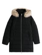 Tommy Hilfiger Mw Down Slim Coat With Fur Svart