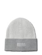 Calvin Klein Patch Wool Chunky Rib Beanie Grå