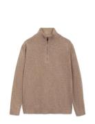 Mango Zip Neck Jumper Beige