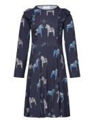 Geggamoja Bamboo Flared Dress Navy Dala Horse Marinblå