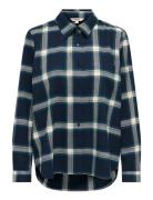 ONLY Onlwren Check Shirt Wvn Marinblå