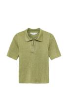 Mango Lurex Polo Neck Sweater Grön