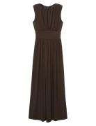 Mango Ruched Long Dress Brun