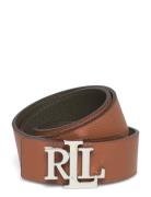 Lauren Ralph Lauren Reversible Pebbled Leather Wide Belt Brun