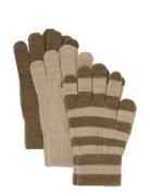 Minymo Magic Gloves Knit 3-Pack Beige