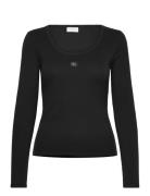 Calvin Klein Jeans Ls Woven Label 2X2 Rib Scoop Nec Svart