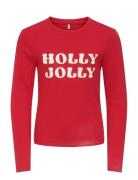 Kids Only Kogbella Xmas Life L/S O-Neck Top Jrs Röd