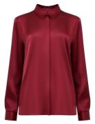 French Connection Irina Satin Ls Shirt Burgundy