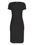 Calvin Klein Stretch Crepe Boat Neck Ss Dress Svart