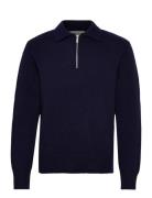 Selected Slhcody Ls Knit Relaxed Half Zip Polo Marinblå