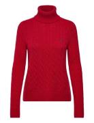 Polo Ralph Lauren Wool-Cashmere Cable Turtleneck Sweater Röd