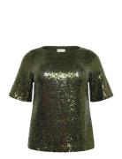 Kaffe Curve Kcmirana Sequin Blouse Grön
