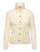 Polo Ralph Lauren Cable Wool-Cashmere Funnelneck Cardigan Kräm