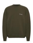 HAN Kjøbenhavn Logo Relaxed Knit Sweater Khaki Green