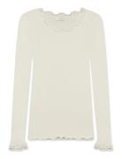 Rosemunde Rwbabette Silk Ls Lace T-Shirt Vit