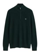 GANT Cotton Merino Ribbed Half Zip Grön