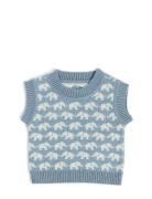 Smallstuff Vest, Ao Elephants, Merino Wool, Brown Blå