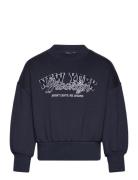 Mango Embroidered Cotton Sweatshirt Marinblå