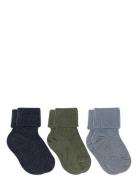 Mp Denmark Wool Rib Baby Socks - 3-Pack Marinblå