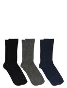 Mp Denmark Fine Cotton Rib Socks 3-Pack Svart
